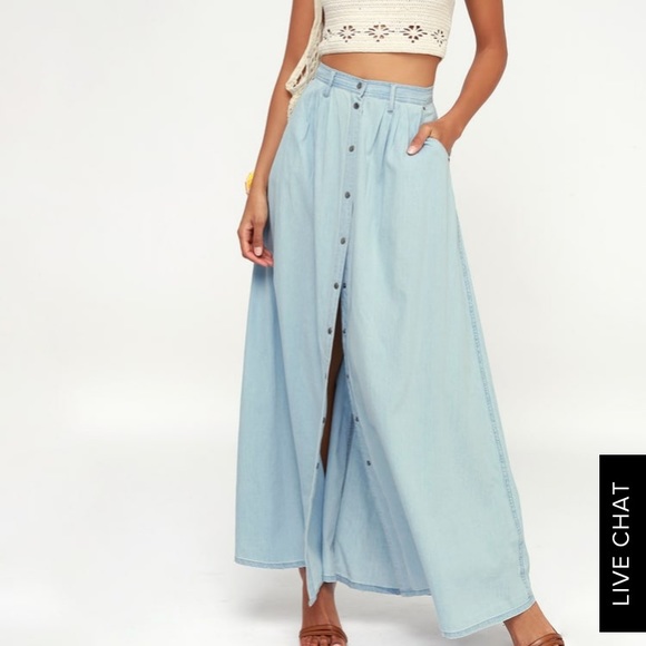 NWT Pistola BAEZ BLUE CHAMBRAY MAXI SKIRT - Picture 2 of 6